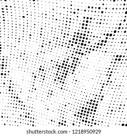 Halftone texture is black and white. The pattern of the ink points are randomly arranged. Vector monochrome background. Abstract the surface of chaos