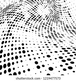 Halftone texture is black and white. The pattern of the ink points are randomly arranged. Vector monochrome background. Abstract the surface of chaos