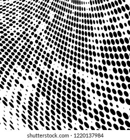 Halftone texture is black and white. The pattern of the ink points are randomly arranged. Vector monochrome background. Abstract the surface of chaos