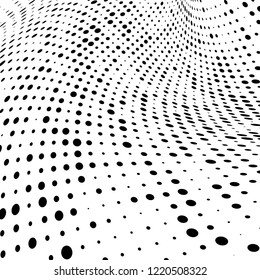 Halftone texture is black and white. The pattern of the ink points are randomly arranged. Vector monochrome background. Abstract the surface of chaos