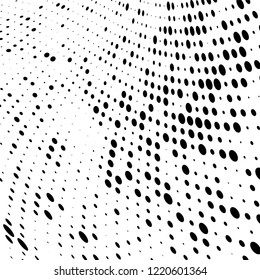Halftone texture is black and white. The pattern of the ink points are randomly arranged. Vector monochrome background. Abstract the surface of chaos