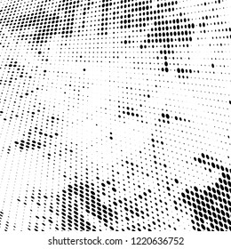 Halftone texture is black and white. The pattern of the ink points are randomly arranged. Vector monochrome background. Abstract the surface of chaos