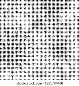 Halftone texture is black and white. The pattern of the ink points are randomly arranged. Vector monochrome background. Abstract the surface of chaos
