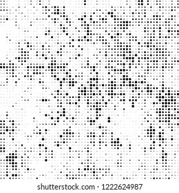 Halftone texture is black and white. The pattern of the ink points are randomly arranged. Vector monochrome background. Abstract the surface of chaos