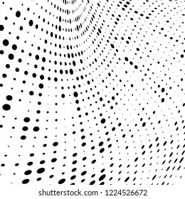 Halftone texture is black and white. The pattern of the ink points are randomly arranged. Vector monochrome background. Abstract the surface of chaos