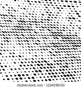 Halftone texture is black and white. The pattern of the ink points are randomly arranged. Vector monochrome background. Abstract the surface of chaos
