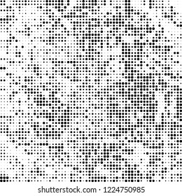 Halftone texture is black and white. The pattern of the ink points are randomly arranged. Vector monochrome background. Abstract the surface of chaos