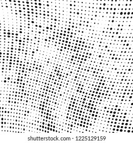 Halftone texture is black and white. The pattern of the ink points are randomly arranged. Vector monochrome background. Abstract the surface of chaos