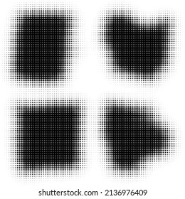 La textura de semitono es en blanco y negro. Un conjunto de antecedentes abstractos de medio tono. Puntos de puntos en un fondo blanco