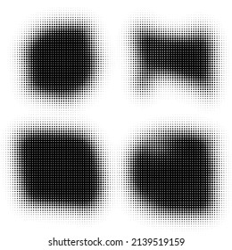La textura de semitono es en blanco y negro. Un conjunto de antecedentes abstractos de medio tono. Puntos de puntos en un fondo blanco