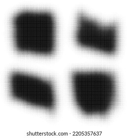 La textura de semitono es en blanco y negro. Un conjunto de antecedentes abstractos de medio tono. Puntos de puntos en un fondo blanco
