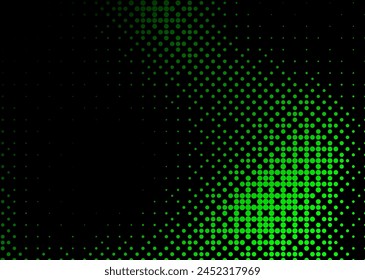 Halftone texture with blue dots on a black background. Minimalism, vector. Background for posters, websites, business cards, postcard design