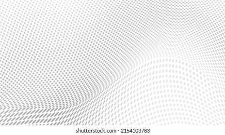 The halftone texture is chaotic monochrome. Abstract black and white waves background of dots. Backdrop for the design of websites, business cards, posters