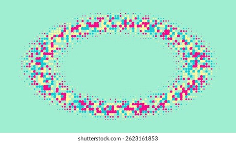 Halftone Texture. Color Art With Memphis Elements. Dynamic Elements In 2d Presentation. Dots Flyer. Minimalist Graphic Pattern. Geometric Abstract Poster. Trendy Halftone Texture