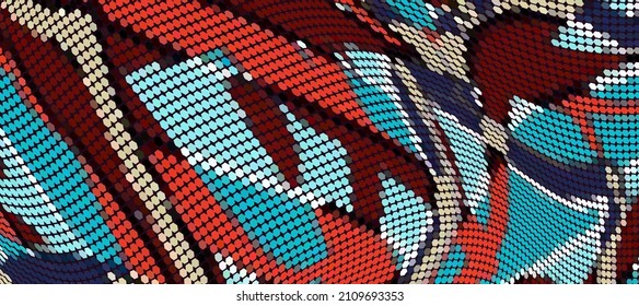 The halftone texture is colored. A chaotic pattern of dots. Background for business cards, websites, catalogs