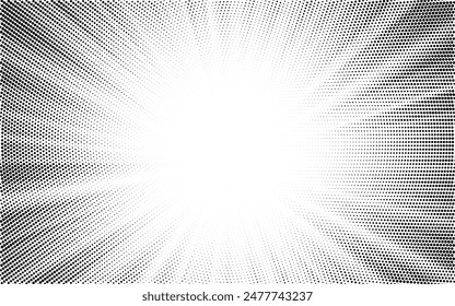 Halftone texture dot radial background, cartoon comic retro pop art dot border, halftone shadow