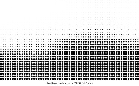 Halftone texture featuring wave design with dots gradually changing size against clean white background vector graphic.