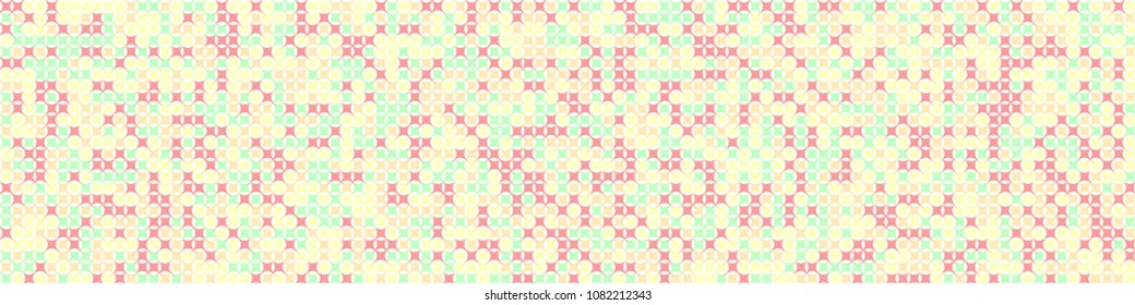 Halftone texture. Geometric pattern with colorful elements for card or print. Horizontal halftone background with color elements for your design. Vector texture.