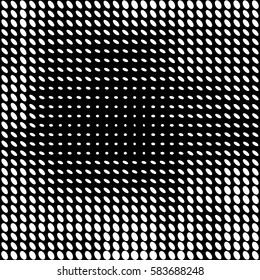 Halftone texture. Gradient effect with angular ellipse dots. Distorted seamless halftone lattice. Abstract black white background vector. Geometric graphic stippling. Spotted design in retro style.