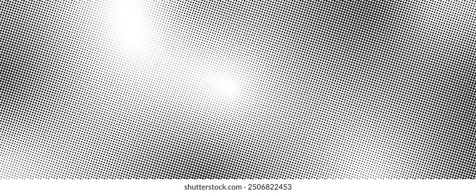 Halftone texture with gradient in grunge style. Faded dot background . Black retro geometric pattern in manga, anime style. Pop art style dot gradation . Vector illustration