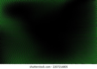 Halftone texture with green dots on a black background. Minimalism, vector. Background for posters, sites, business cards, postcards, interior design