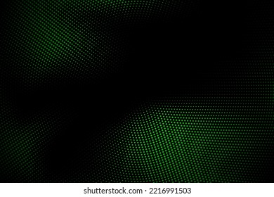 Halftone texture with green dots on a black background. Minimalism, vector. Background for posters, sites, business cards, postcards, interior design