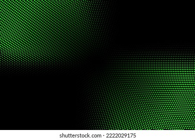 Textura de semitono con puntos verdes sobre un fondo negro. Minimalismo, vector. Fondo para afiches, sitios, tarjetas de visita, postales, diseño interior