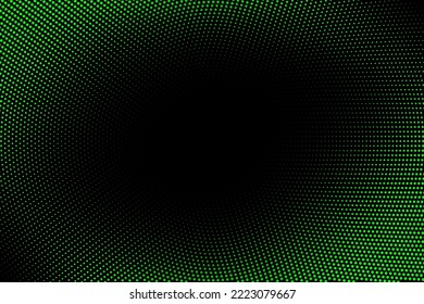 Halftone texture with green dots on a black background. Minimalism, vector. Background for posters, sites, business cards, postcards, interior design