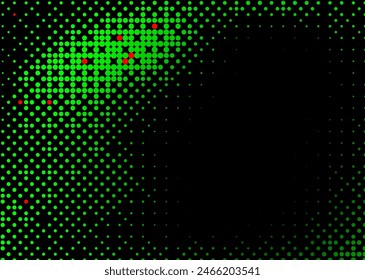 Halftone texture with green dots on a black background. Minimalism, vector. Background for posters, sites, business cards, postcards, interior design