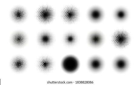 Halftone Texture Grunge Vector Set. Background Halftone Dot Patern. Graphic Dots Halftone Pattern. EPS 10.