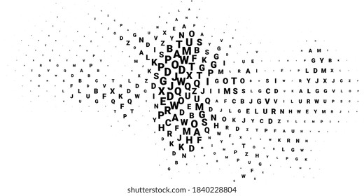 Halftone texture with letters. Vector. Modern background for posters, websites, web pages, business cards, postcards, interior design. Punk, pop, grunge in vintage style. Minimalism. 