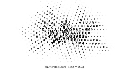 Halftone texture with letters. Vector. Modern background for posters, websites, web pages, business cards, postcards, interior design. Punk, pop, grunge in vintage style. Minimalism. 