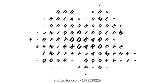 Halftone texture with letters. Vector. Modern background for posters, websites, web pages, business cards, postcards, interior design. Punk, pop, grunge in vintage style. Minimalism. 