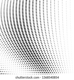 Halftone texture is monochrome. Abstract background of black dots on white. Vector chaotic pattern