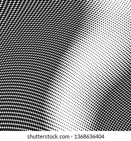 Halftone texture is monochrome. Abstract background of black dots on white. Vector chaotic pattern