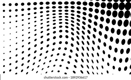 The halftone texture is monochrome. Chaotic waves of black dots on a white background
