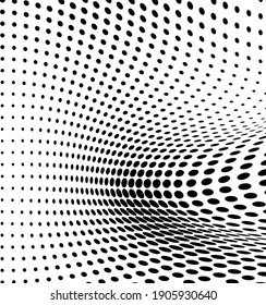 La textura media es monocroma. Olas caóticas de puntos negros sobre un fondo blanco