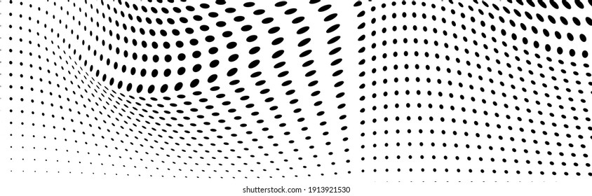 La textura media es monocroma. Olas caóticas de puntos negros sobre un fondo blanco