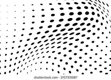 The halftone texture is monochrome. Chaotic waves of black dots on a white background