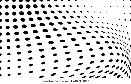 The halftone texture is monochrome. Chaotic waves of black dots on a white background