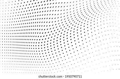 The halftone texture is monochrome. Chaotic waves of black dots on a white background