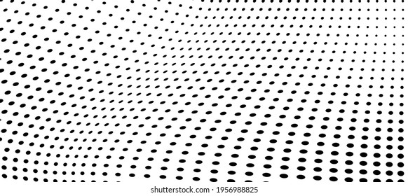 La textura media es monocroma. Olas caóticas de puntos negros sobre un fondo blanco