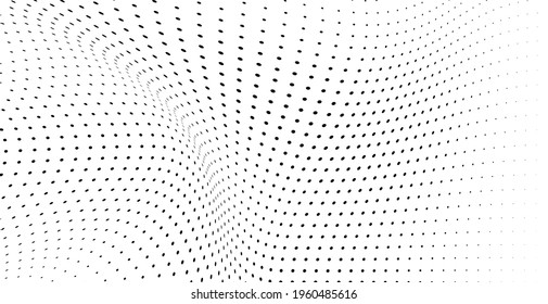 The halftone texture is monochrome. Chaotic waves of black dots on a white background