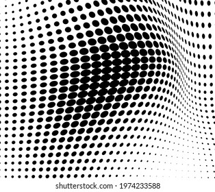 The halftone texture is monochrome. Chaotic waves of black dots on a white background