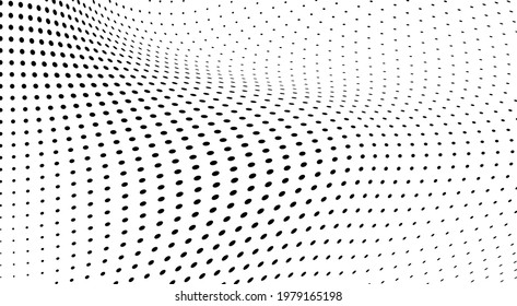 The halftone texture is monochrome. Chaotic waves of black dots on a white background