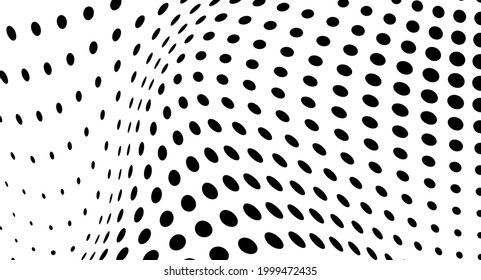 The halftone texture is monochrome. Chaotic waves of black dots on a white background