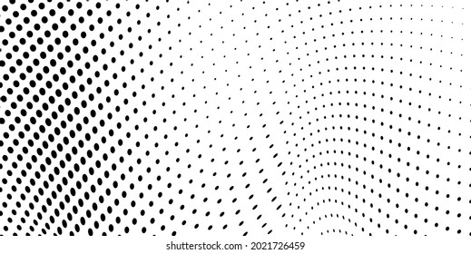 The halftone texture is monochrome. Chaotic waves of black dots on a white background
