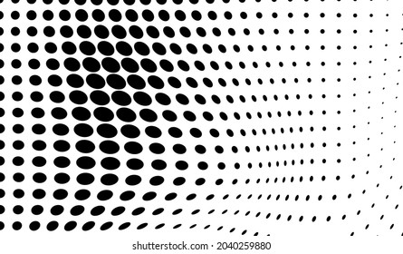 The halftone texture is monochrome. Chaotic waves of black dots on a white background