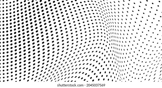 La textura media es monocroma. Olas caóticas de puntos negros sobre un fondo blanco