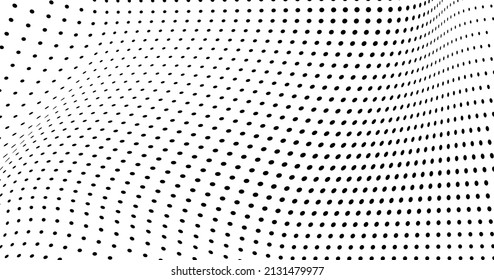 The halftone texture is monochrome. Chaotic waves of black dots on a white background